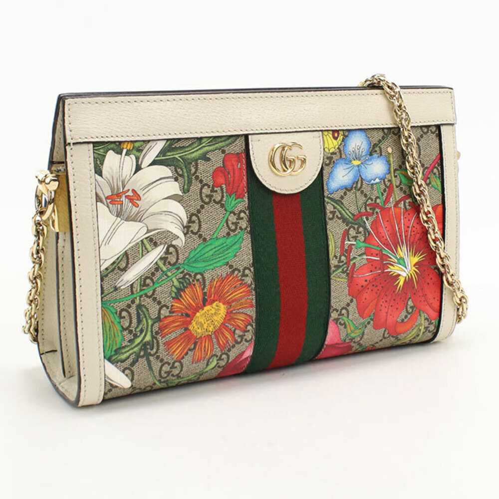 GUCCI shoulder bag chain strap Ophidia beige